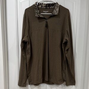 NWOT Huntworth Men's Brown Pullover 3/4 Zip Jacket